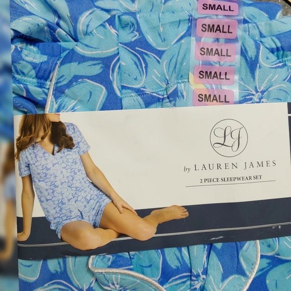 NWT Lauren James 2 Pc Blues & White Shorty PJ Set - Picture 4 of 5